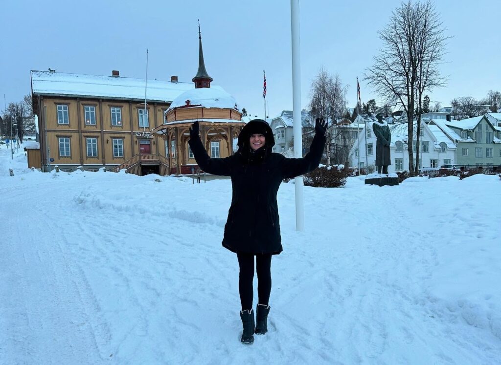 Eu curtindo o inverno em tromso na Noruega